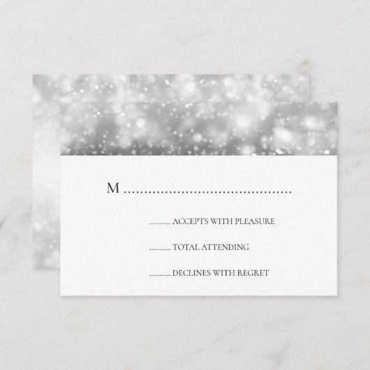 Elégant Mariage RSVP Silver Shimmer Lumières (Devant / Derrière)
