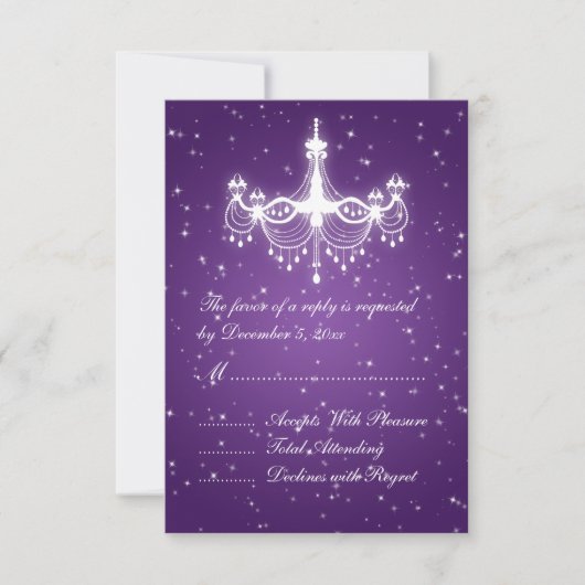 Elégant Mariage RSVP Sparkling Chandelier violet (Devant)