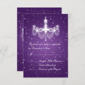 Elégant Mariage RSVP Sparkling Chandelier violet (Devant / Derrière)
