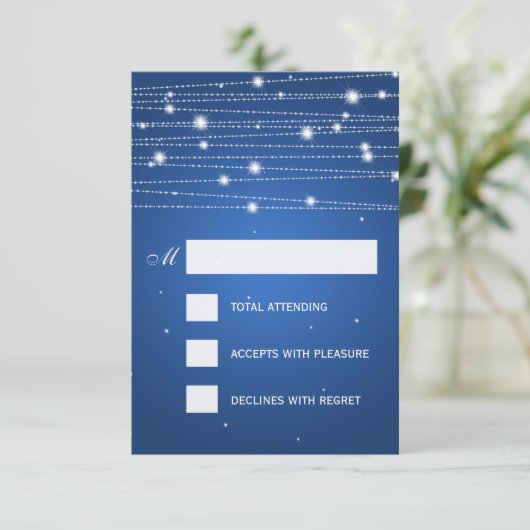 Elégant Mariage RSVP Sparkling Lines Sapphire Blue (Debout devant)
