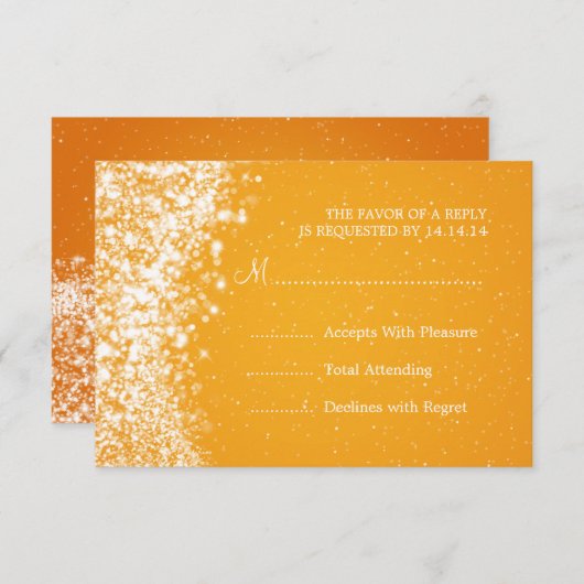 Elégant Mariage RSVP Sparkling Vague Orange (Devant / Derrière)