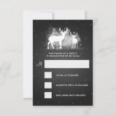 Élégant Mariage RSVP Winter Deer Sparkle Black (Devant)
