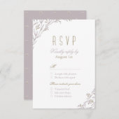 Elégant mariage rustique lilas floral RSVP (Devant / Derrière)
