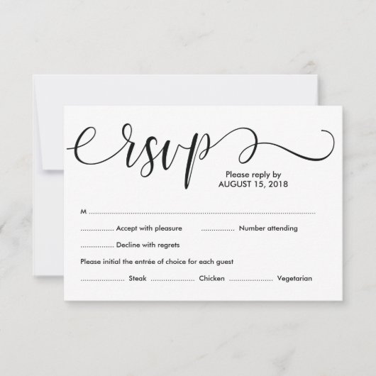 Elégant mariage rustique RSVP carte design v1 (Devant)