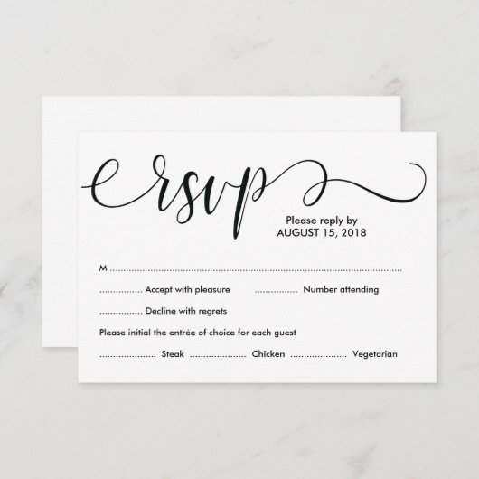 Elégant mariage rustique RSVP carte design v1 (Devant / Derrière)
