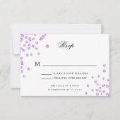 Élégant Mariage Script RSVP Confetti violet (Devant)