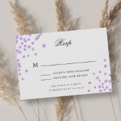 Élégant Mariage Script RSVP Confetti violet