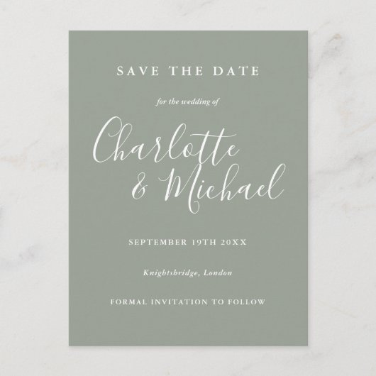 Élégant Mariage Signature Enregistrer la carte Dat (Devant)