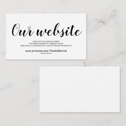 Élégant Mariage Site Web Détails Carte de boîtier (Devant / Derrière)