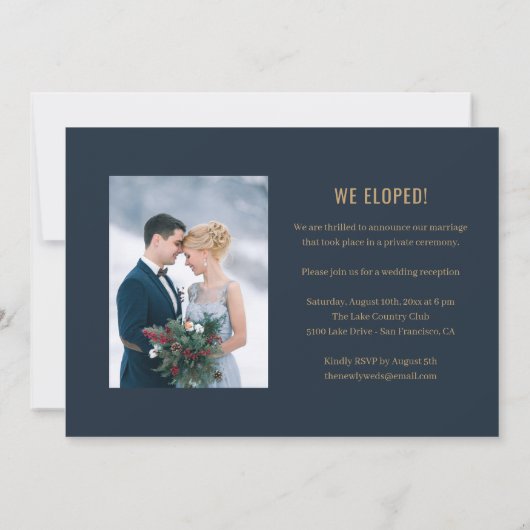 Élégant Mariage tactile Elopement Faire-part (Dos)