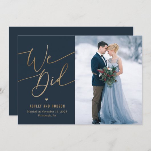 Élégant Mariage tactile Elopement Faire-part (Devant / Derrière)