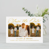 Elégant Mariage Trio FOIL Enregistrer La Carte Dat (Debout devant)