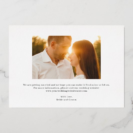 Elégant Mariage Trio FOIL Enregistrer La Carte Dat (Verso)