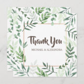 Elégant Mariage verdoyant Carte de remerciements a (Devant / Derrière)