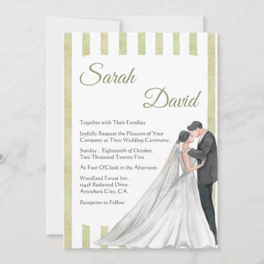 Elégant mariage vert en bande Invitation avec coup (Devant)