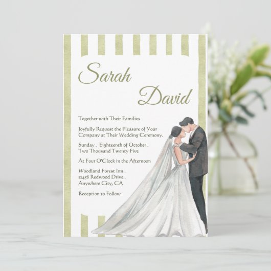 Elégant mariage vert en bande Invitation avec coup (Debout devant)