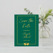 Elégant mariage vert Enregistrer la date Carte pos (Debout devant)