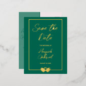 Elégant mariage vert Enregistrer la date Carte pos (Recto/Verso)