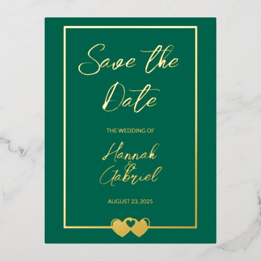Elégant mariage vert Enregistrer la date Carte pos (Recto)