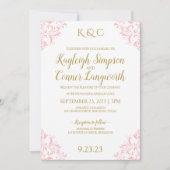 Elégant mariage vintage Invitation | Rose & Or (Devant)
