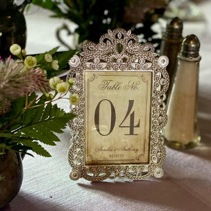 Élégant mariage vintage numéros de table x 4