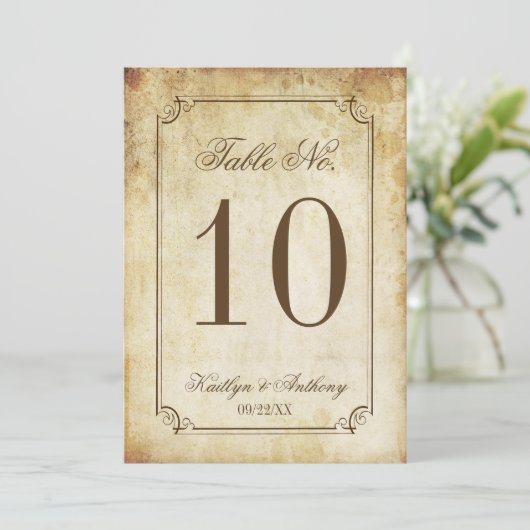 Elégant mariage vintage Tableau Numéro Cartes (Debout devant)