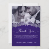 Élégant Mariage violet Carte de remerciements (Devant)