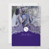 Élégant Mariage violet Carte de remerciements (Dos)