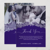 Élégant Mariage violet Carte de remerciements (Devant / Derrière)