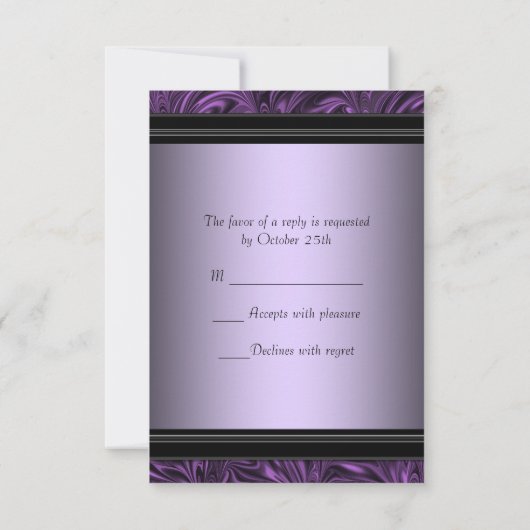 Élégant mariage violet et noir RSVP (Dos)