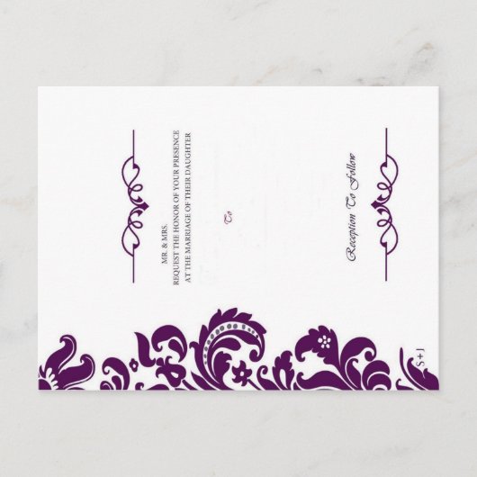 Elégant Mariage Violet Invitation Et RSVP (Devant)