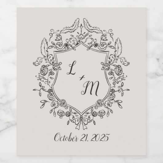 Elégant Mariage Whimsical Étiquette de vin (Étiquettes simples)