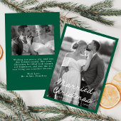 Élégant Marié Carte de Noël Script Vert 2 Photo