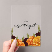 Elegant "MARIGOLD" Floral Acrylic Table Number Acryl Uitnodigingen (Insitu (Draagbaar))