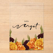 Elegant "MARIGOLD" Floral Acrylic Table Number Acryl Uitnodigingen (Voorkant)