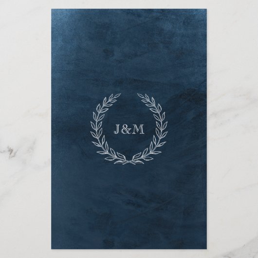 Elegant Marine Aquarelle Monogramme Menu Mariage (Dos)