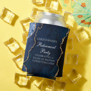 Elegant Marine Blauw Goud Agaat Pensioen Partij Blikjeskoeler