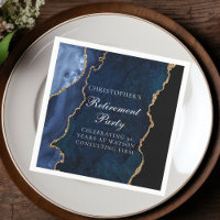 Elegant Marine Blauw Goud Agaat Pensioen Partij