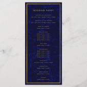 Elegant Marine Blauw & Goud Huwelijksceremonie Pro Programma (Achterkant)