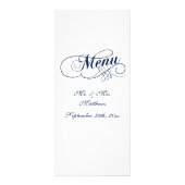 Elégant Marine Bleu Et Blanc Mariage Menu Modèles (Dos)