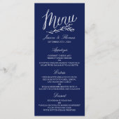 Elégant Marine Bleu Et Blanc Mariage Menu Modèles (Devant)
