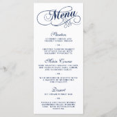 Elégant Marine Bleu Et Blanc Mariage Menu Modèles (Devant)