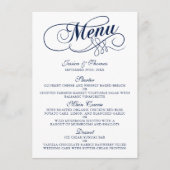 Elégant Marine Bleu Et Blanc Mariage Menu Modèles (Devant)