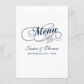 Elégant Marine Bleu Et Blanc Mariage Menu Modèles (Dos)