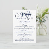 Elégant Marine Bleu Et Blanc Mariage Menu Modèles (Debout devant)