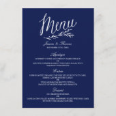 Elégant Marine Bleu Et Blanc Mariage Menu Modèles (Devant)