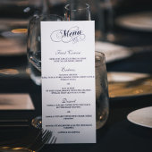 Elégant Marine Bleu Et Blanc Mariage Menu Modèles