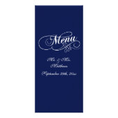 Elégant Marine Bleu Et Blanc Mariage Menu Modèles (Dos)