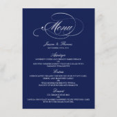 Elégant Marine Bleu Et Blanc Mariage Menu Modèles (Devant)
