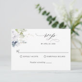 Elégant Marine Bleu Floral et Mariage vert RSVP (Debout devant)